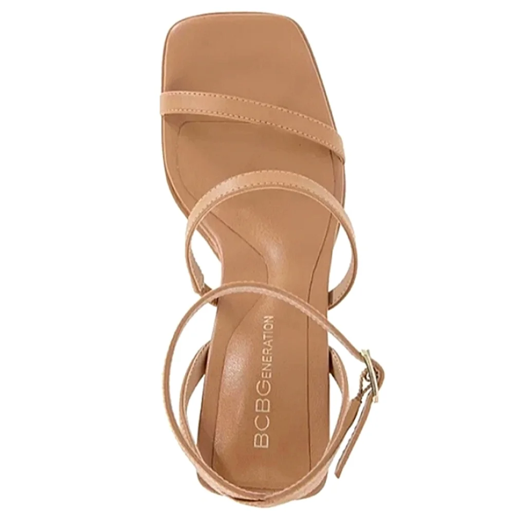 New w/o Box BCBGeneration Galana Vegan Leather Ankle Strappy Platform Sandals